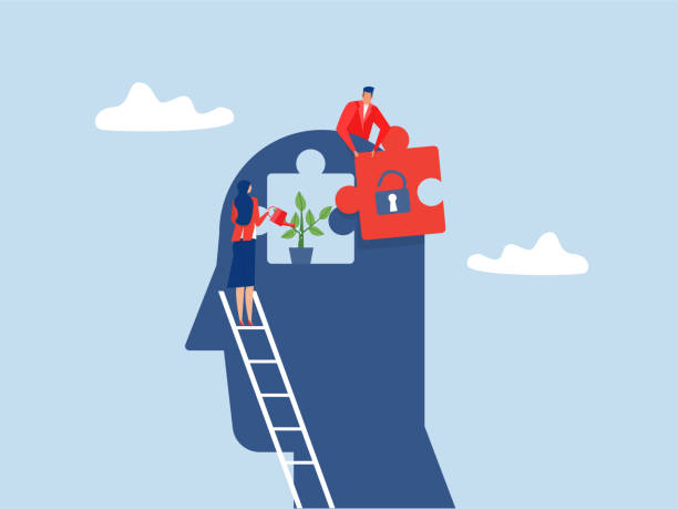 Ilustração flat design de mentalidade empreendedora — construindo o mindset para o sucesso no e-commerce