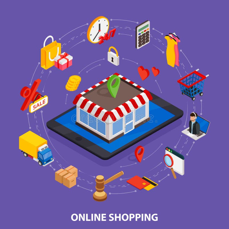 Ilustração vetorial de processo de comércio online com loja virtual — estratégias de dropshipping na Temu e Shopee